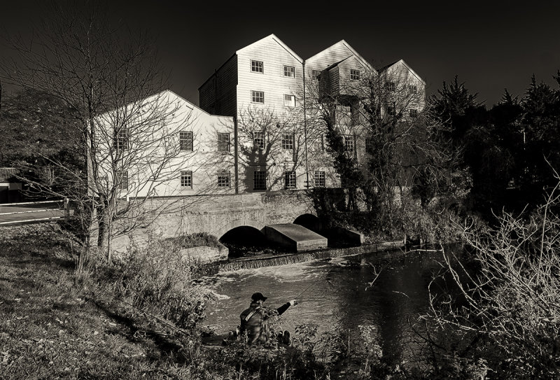 Buxton Mill with Fisherman