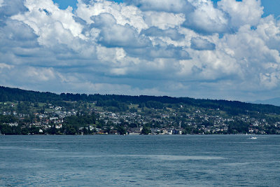 The north-eastern shore of Lake Zurich seen from the ferry boat