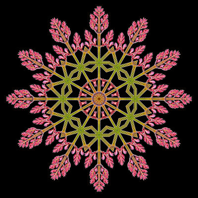 Evolved kaleidoscope created out of the second red kaleido after the series of blue kaleidos