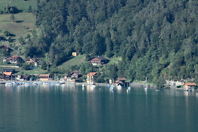 A picture taken from the window of my hotel room in Krattigen, looking across Lake Thun to the other shore. 