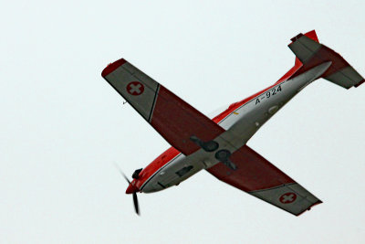 The Pilatus PC-7 is a Swiss-built trainer aircraft with a 650 horsepower PT6 turbine. Top speed is 556 km/h