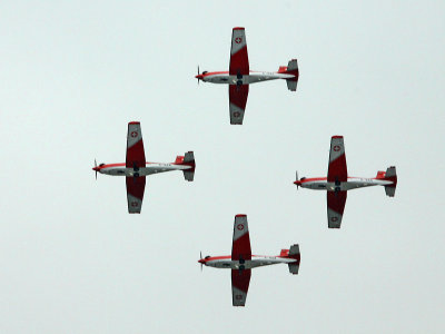 Four PC-7s in formation