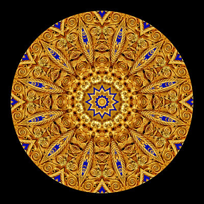 Golden kaleidoscopic creation done with a public Wikipedia picture of an Ukrainian emblem