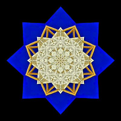 Kaleidoscope created from a picture of a textile-decorated bag