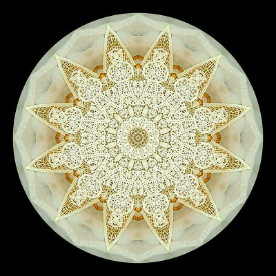 Kaleidoscope created from a picture of a textile-decorated bag