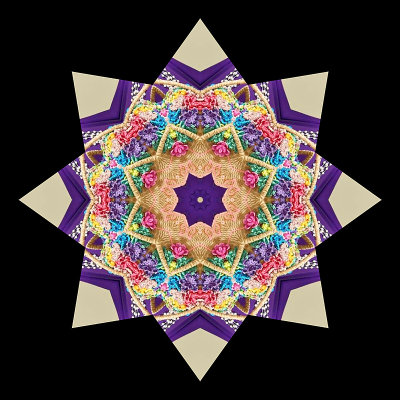 Kaleidoscope created from a picture of a textile-decorated bag