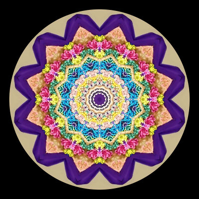 Kaleidoscope created from a picture of a textile-decorated bag