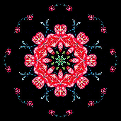 Kaleidoscope created with a picture of embroidery work