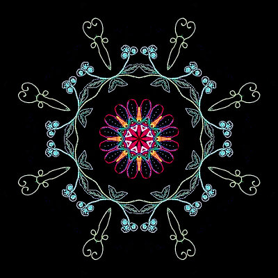 Kaleidoscope created with a picture of embroidery work