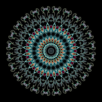 Evolved kaleidoscopic picture created from embroidery work