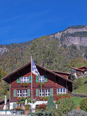 Another typical house of Brienz, seen from the slow-mooving steam train.