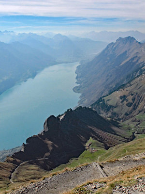 Lake Brienz when looking west from the top of Brienzer Rothorn