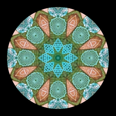 Kaleidoscope created with a picture of a decorated grass-woven bag