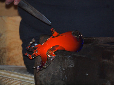 The glass factory at Murano - shaping a horse
