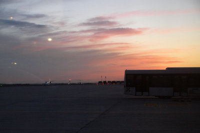 Skies over Venice's Marco Polo airport at sunset