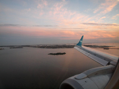 Coming in to land in the evening at Venice