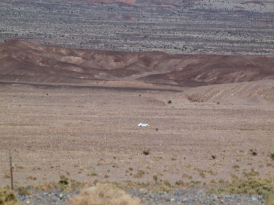 The car moving through Death Valley