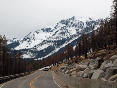 Driving along the western shore of Lake Tahoe