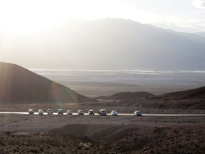 Parking lot in the evening light, Artist's Drive, Death Valley