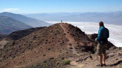 Watching the hiker near Dante's view, Death Valley