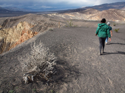 Walking along the rim of Ubehebe Crater, Death Valley