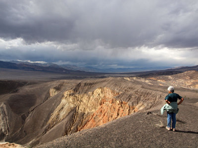 Peering into the abyss at Ubehebe Crater, Death Valley