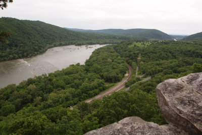 The Potomac flows down from Harpers Ferry in the distance