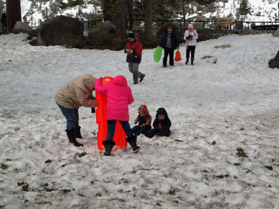 Playing in the dirty snow at the lookout point