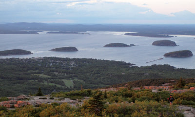 At sunset - Islands in the bay at Bar Harbor from Cadillac Mountain