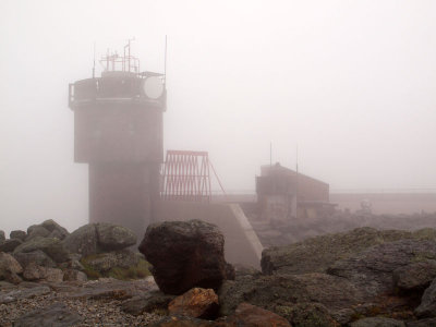 Observation tower on Mt. Washington in the fog