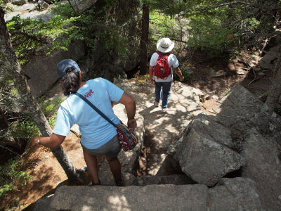 On the trail descending Gorham Mountain