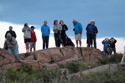 Waiting at sunset on Cadillac mountain