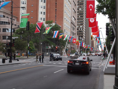 Flag lined Sherbrooke St., Montreal