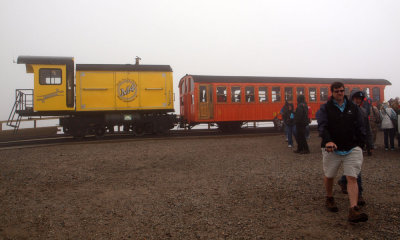 The first cog railway train on Mt. Washington