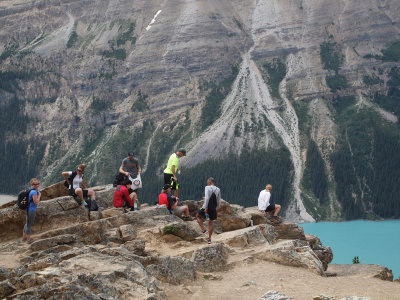 Lunch spot on Bow Summit over Peyto Lake