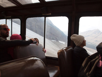 Angle of bus vs the Athabasca glacier climbing out