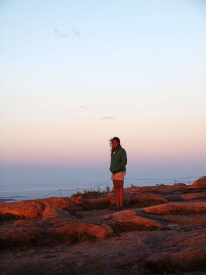 In the fading light on Cadillac Mountain, Acadia National Park