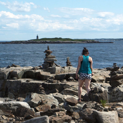 Playing with rocks on Peaks Island