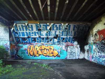 Graffiti inside Battery Steele on Peaks Island