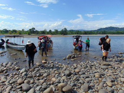 A wet landing, going to the village near Ahuano