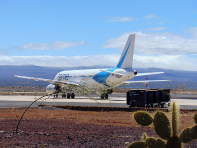 At Baltra airport, Galapagos