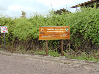 Sign near the entrance to the Charles Darwin Research Center, Puerto Ayaro, Galapagos