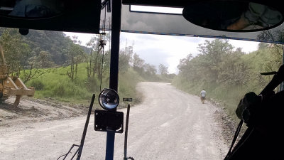 A rough section of the road to the Ecuadorian Amazon region