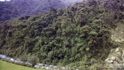 The Quijos river in the valley on the way out of Papallacta, Ecuador
