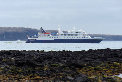 The ship in the bay in front for the Finch Bay Hotel, Santa Cruz Island, Galapagos