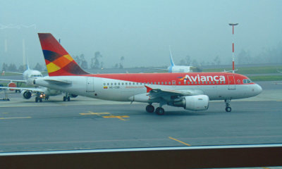 Avianca Ecuador Airbus A319-100 at Quito airport as we await departure