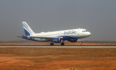 IndiGo Airlines A320 landing at Bangalore