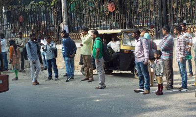 Waiting for a bus in Bangalore