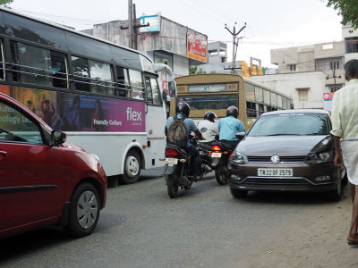 Traffic in front of our house in Chennai