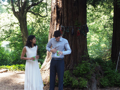 The bride and the groom chilling between photo sessions